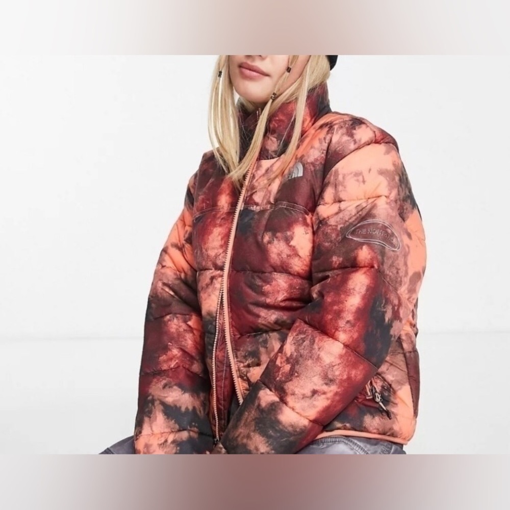 The North Face Puffer Printed Elements Jacket 2000 Large Coral Sunrise Ice Dye